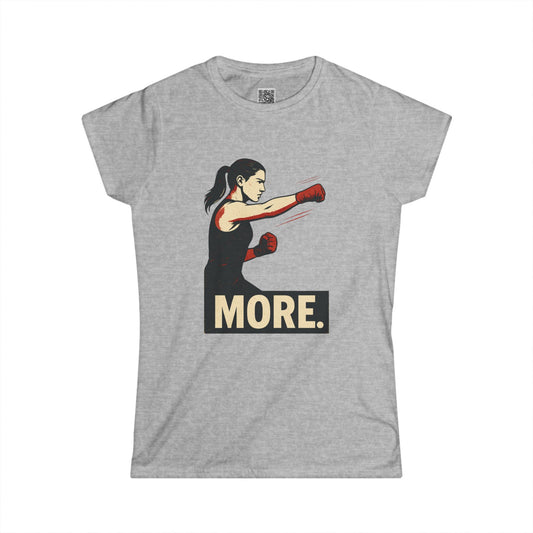 "More. With a Cross." Empowering Women's Softstyle Tee - Motivational Fitness Apparel, Boxing Inspiration, Workout Top, Gift for Her, Activewear