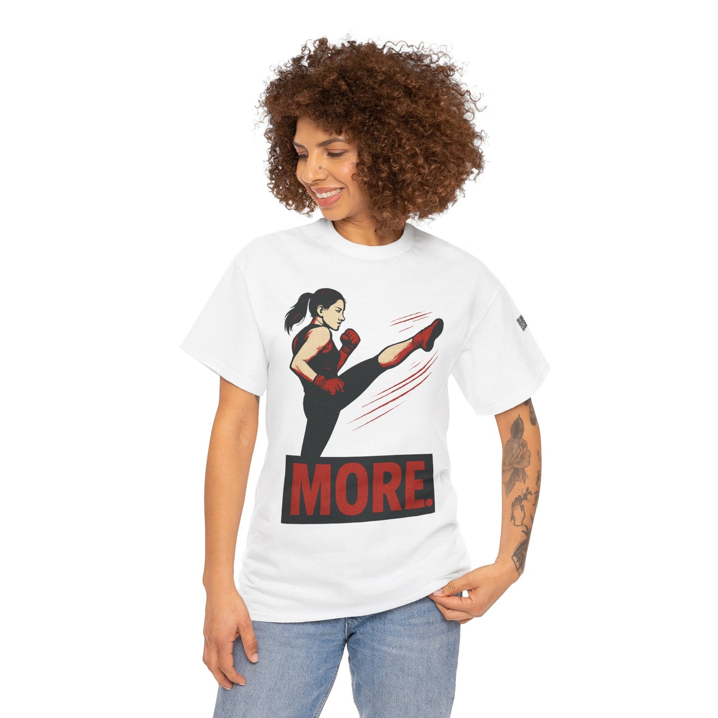 "More with a Kick " - Motivational Fitness Tee | Unisex Heavy Cotton Tee, Gym Shirt, Workout Apparel, Exercise Gift, Activewear, Sports Top