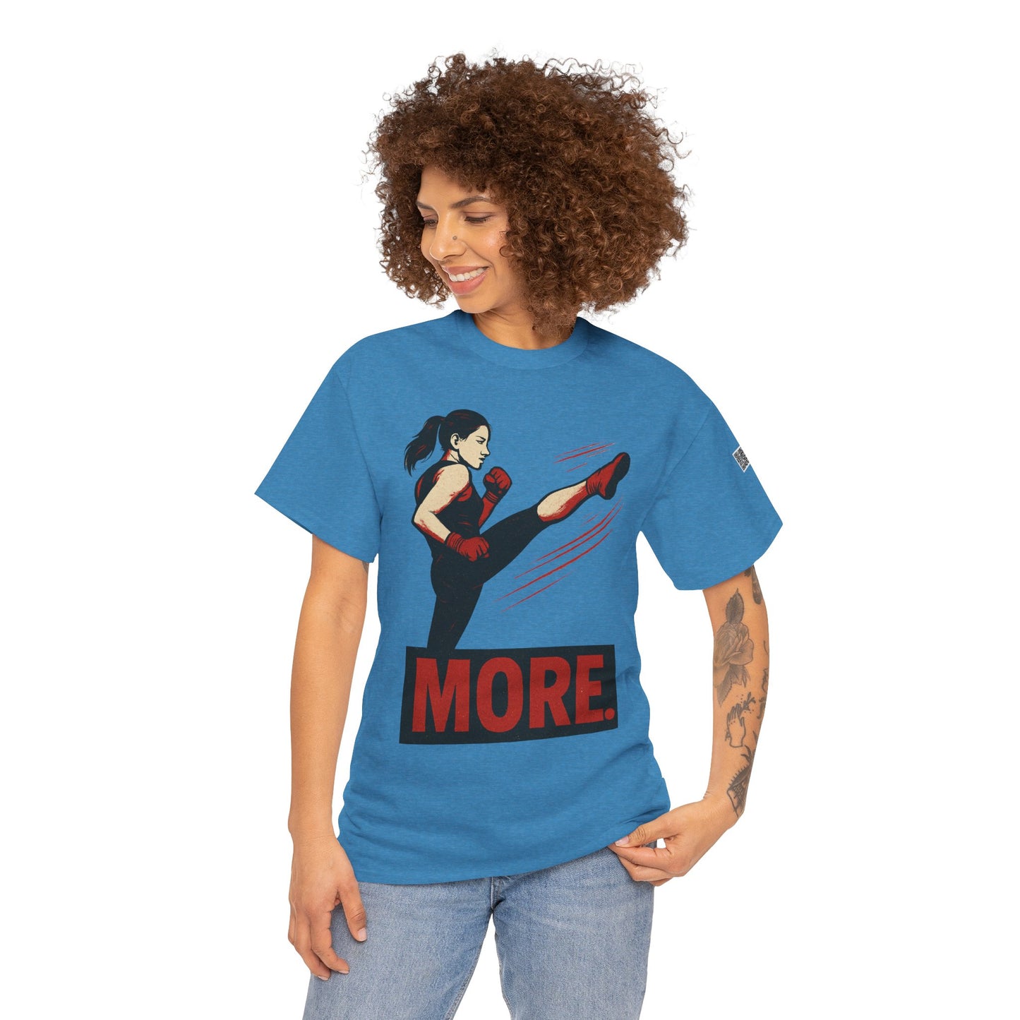 "More with a Kick " - Motivational Fitness Tee | Unisex Heavy Cotton Tee, Gym Shirt, Workout Apparel, Exercise Gift, Activewear, Sports Top