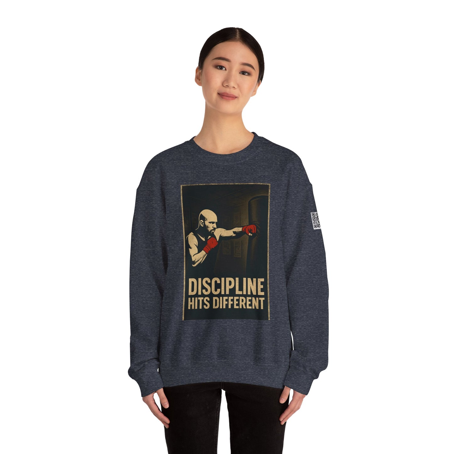 Motivational Sweatshirt - Discipline Hits Different - Unisex Crewneck - Fitness Gift - Workout Apparel - Casual Sport Style - Gym Wear