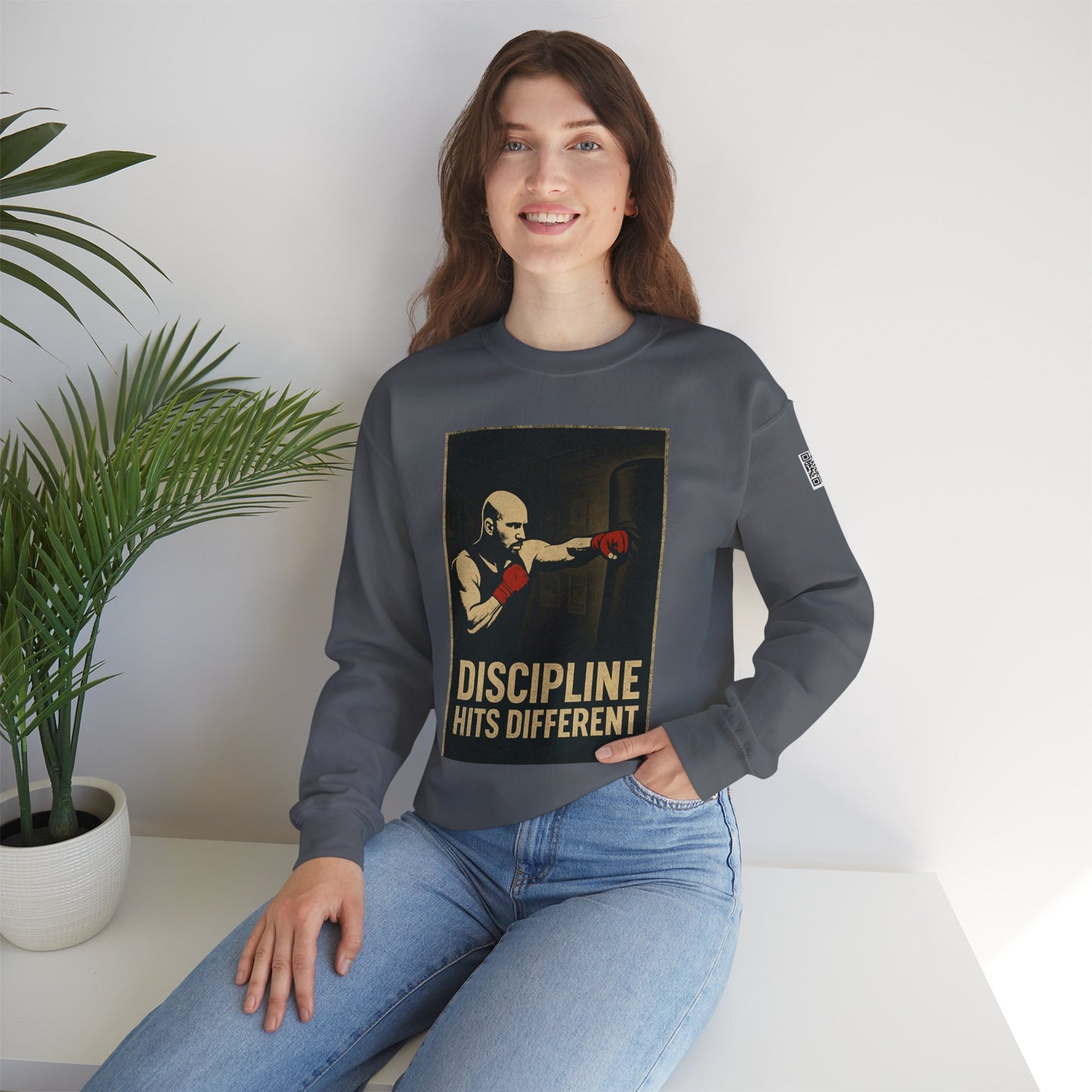 Motivational Sweatshirt - Discipline Hits Different - Unisex Crewneck - Fitness Gift - Workout Apparel - Casual Sport Style - Gym Wear