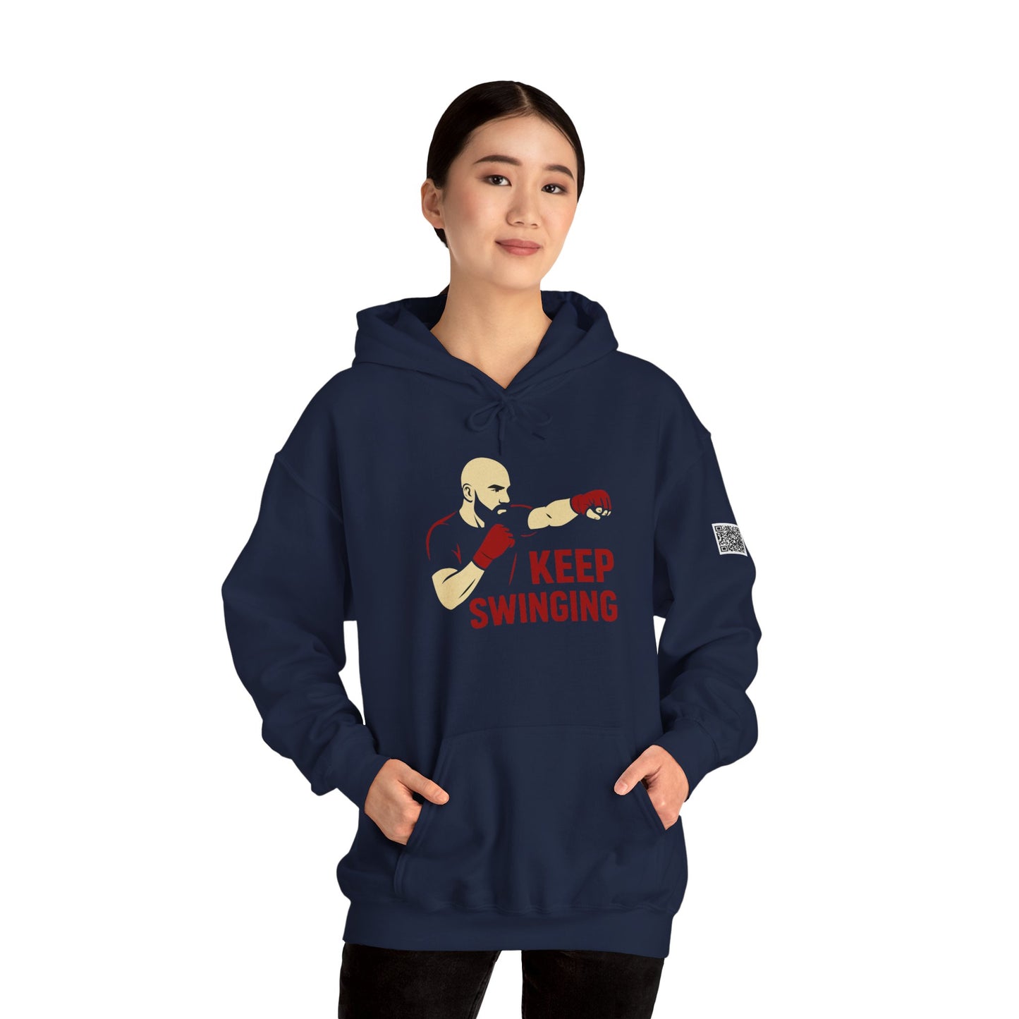 Keep Swinging Hoodie - Motivational Sweatshirt for Fighters and Dreamers, Perfect for Gym, Sports, Gifts, Birthdays, and Casual Wear