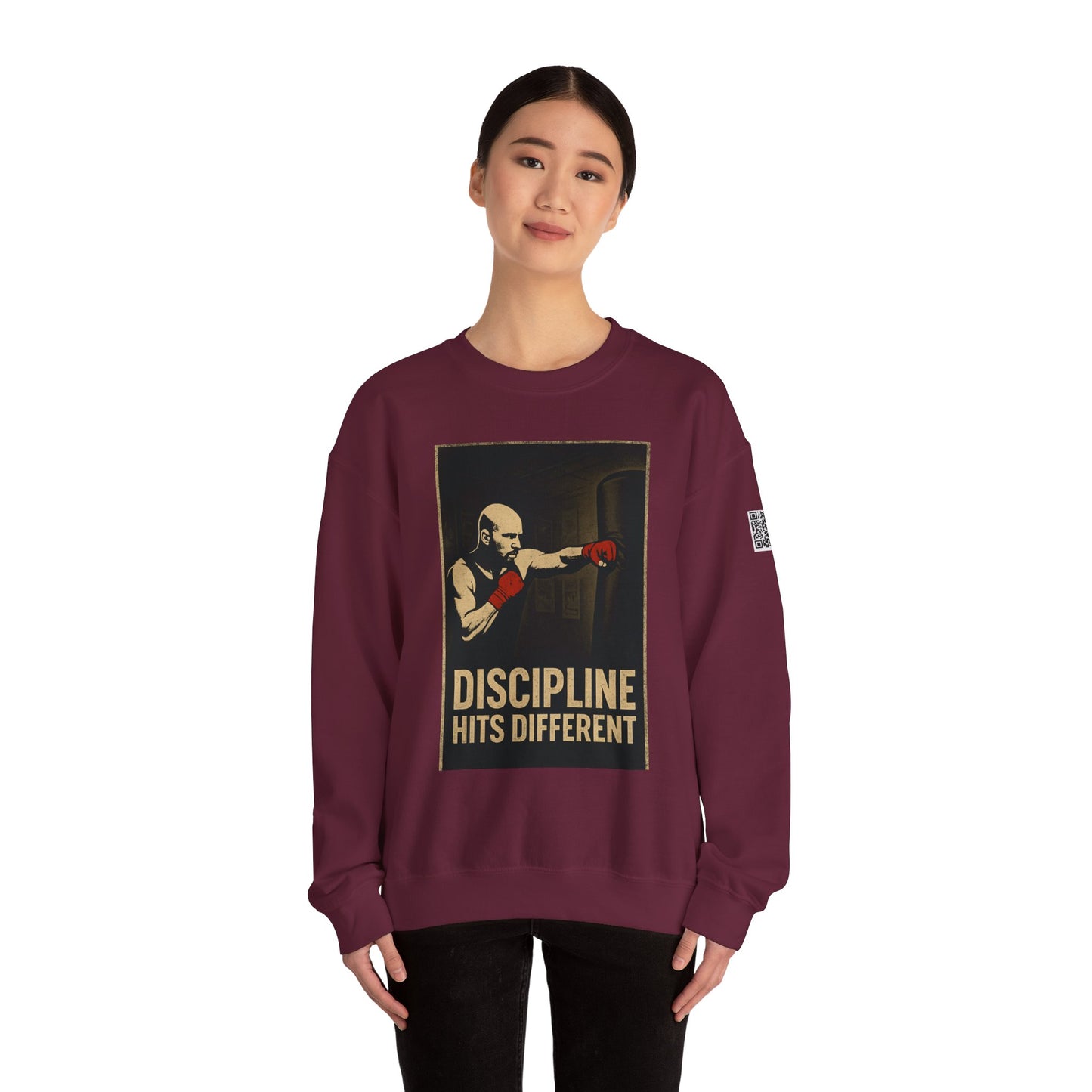 Motivational Sweatshirt - Discipline Hits Different - Unisex Crewneck - Fitness Gift - Workout Apparel - Casual Sport Style - Gym Wear