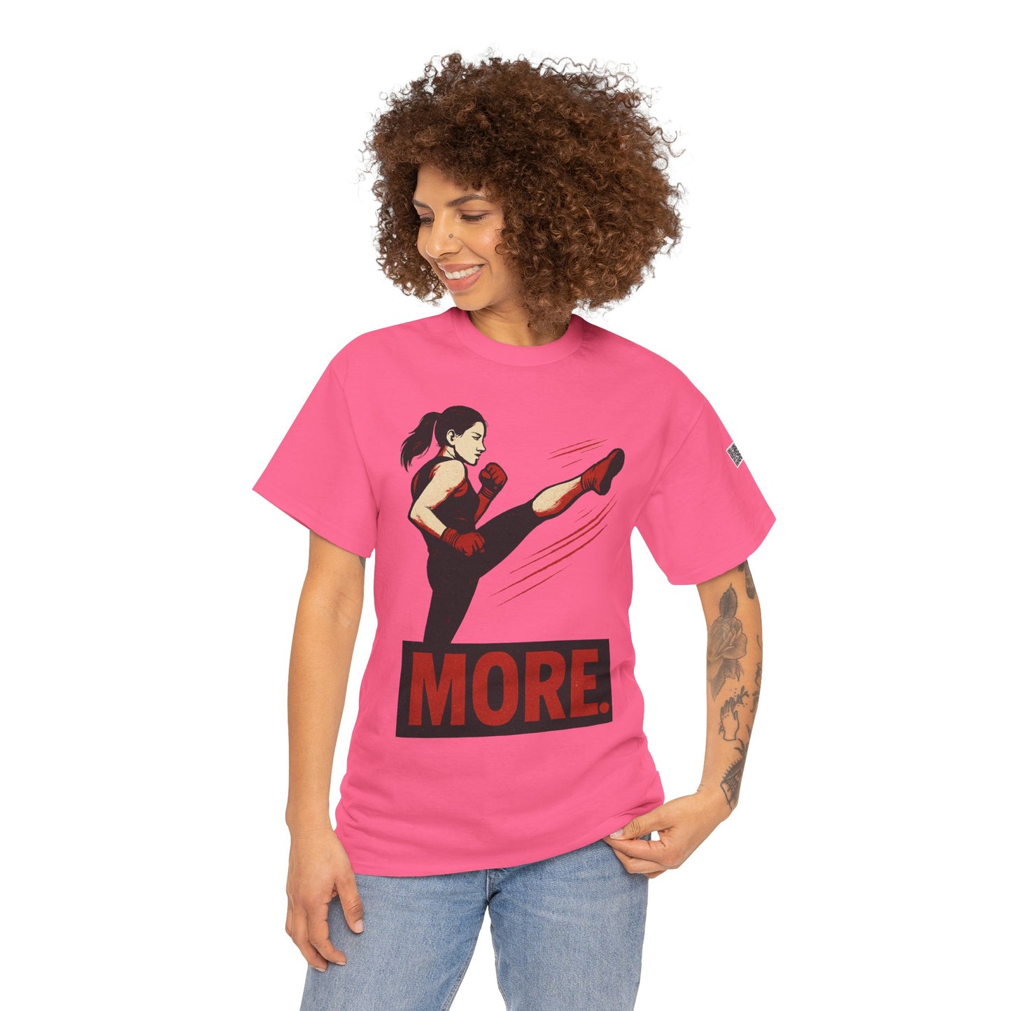 "More with a Kick " - Motivational Fitness Tee | Unisex Heavy Cotton Tee, Gym Shirt, Workout Apparel, Exercise Gift, Activewear, Sports Top