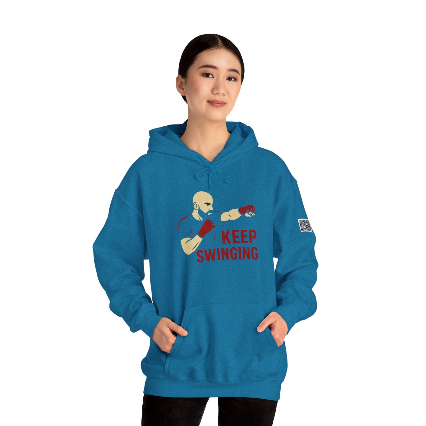 Keep Swinging Hoodie - Motivational Sweatshirt for Fighters and Dreamers, Perfect for Gym, Sports, Gifts, Birthdays, and Casual Wear