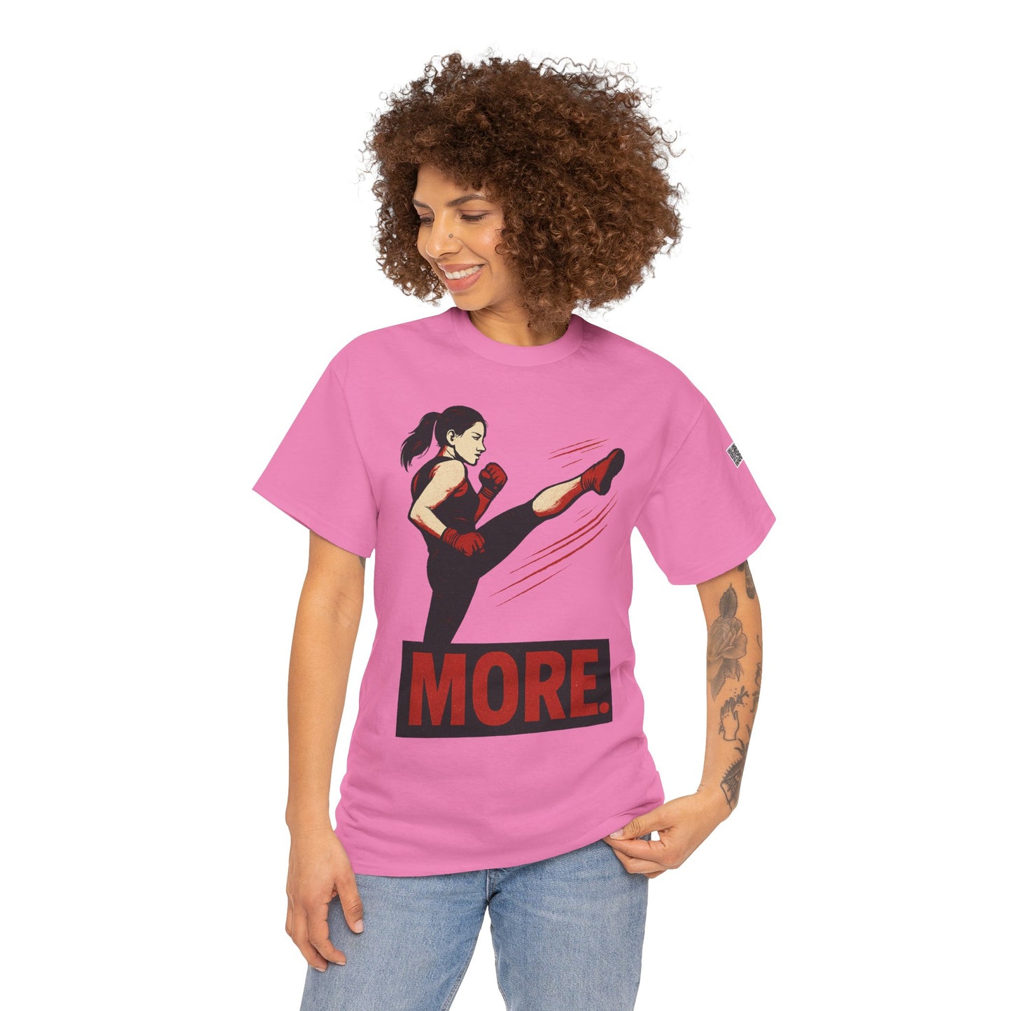"More with a Kick " - Motivational Fitness Tee | Unisex Heavy Cotton Tee, Gym Shirt, Workout Apparel, Exercise Gift, Activewear, Sports Top