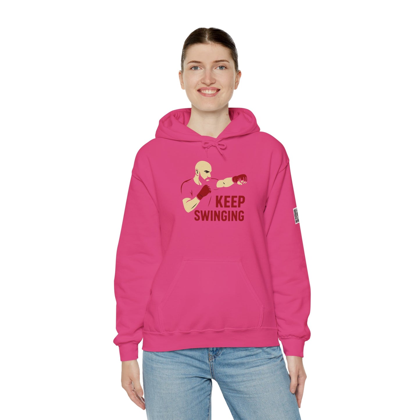 Keep Swinging Hoodie - Motivational Sweatshirt for Fighters and Dreamers, Perfect for Gym, Sports, Gifts, Birthdays, and Casual Wear