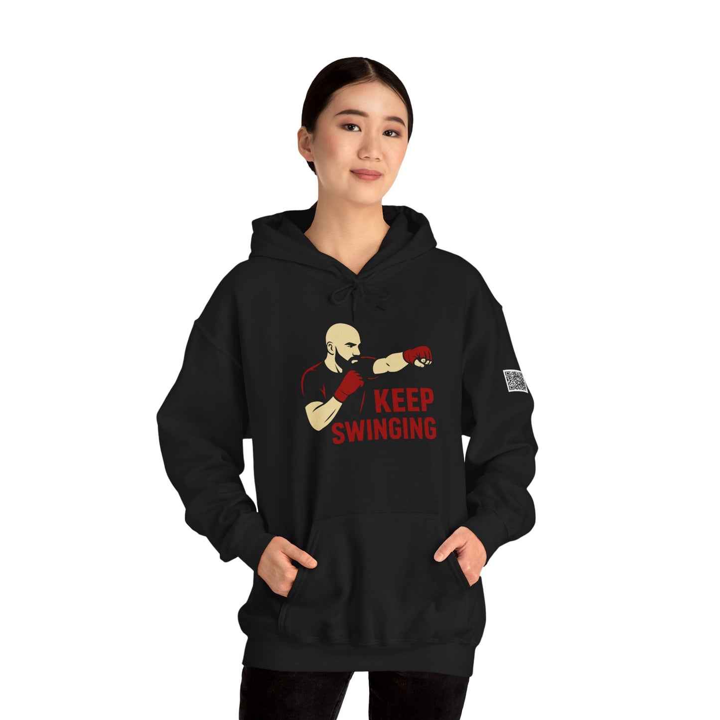 Keep Swinging Hoodie - Motivational Sweatshirt for Fighters and Dreamers, Perfect for Gym, Sports, Gifts, Birthdays, and Casual Wear