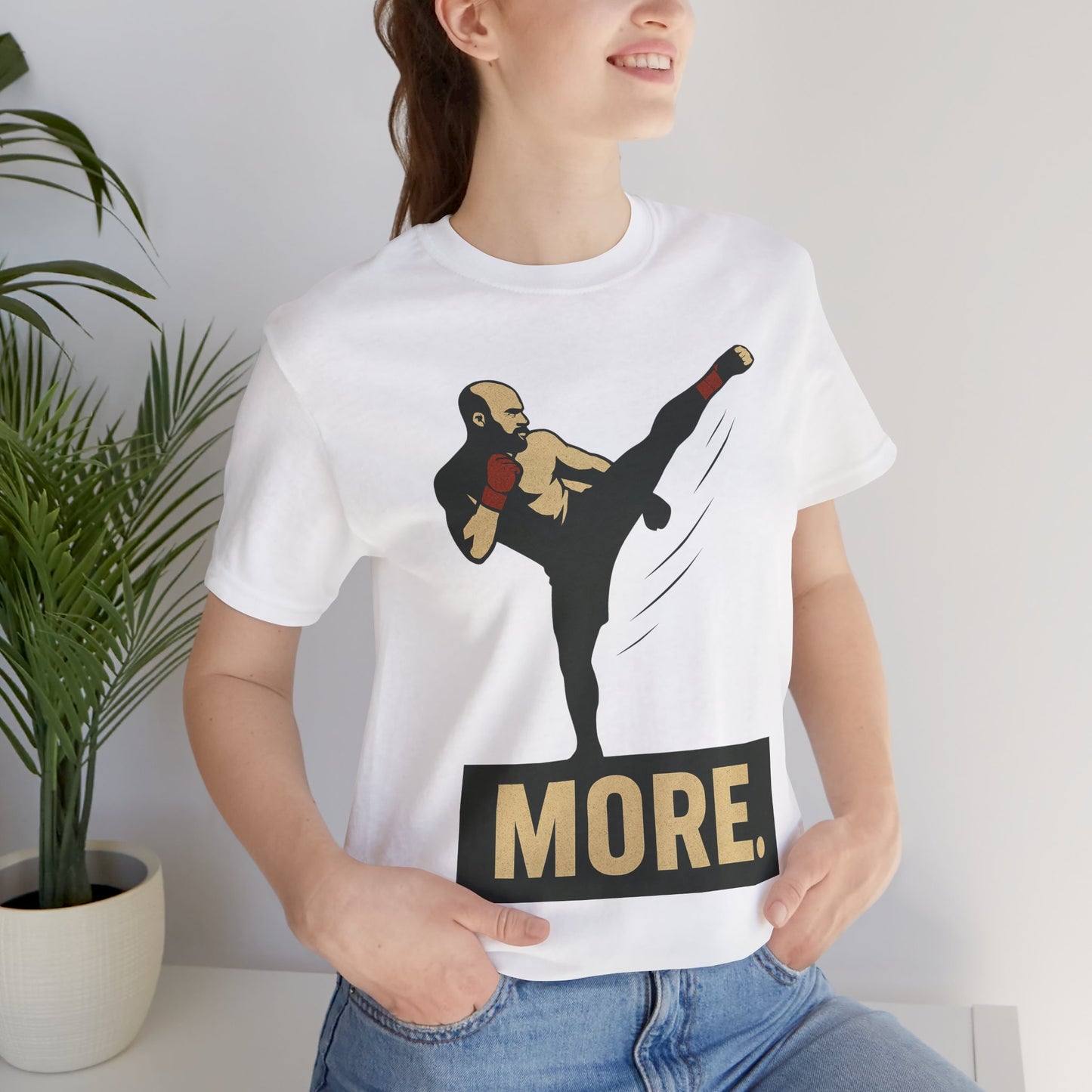 "More, Sidekick" - Motivational Kickboxing Tee - Unisex Short Sleeve Shirt, Fitness Apparel, Workout Gear, Gift for Athletes, Inspirational Clothing