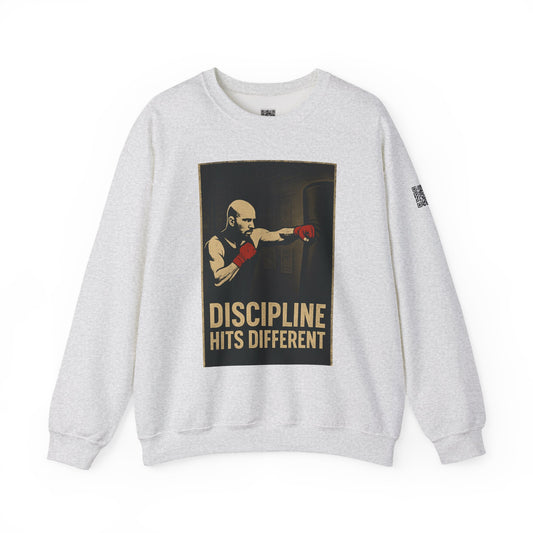 Motivational Sweatshirt - Discipline Hits Different - Unisex Crewneck - Fitness Gift - Workout Apparel - Casual Sport Style - Gym Wear