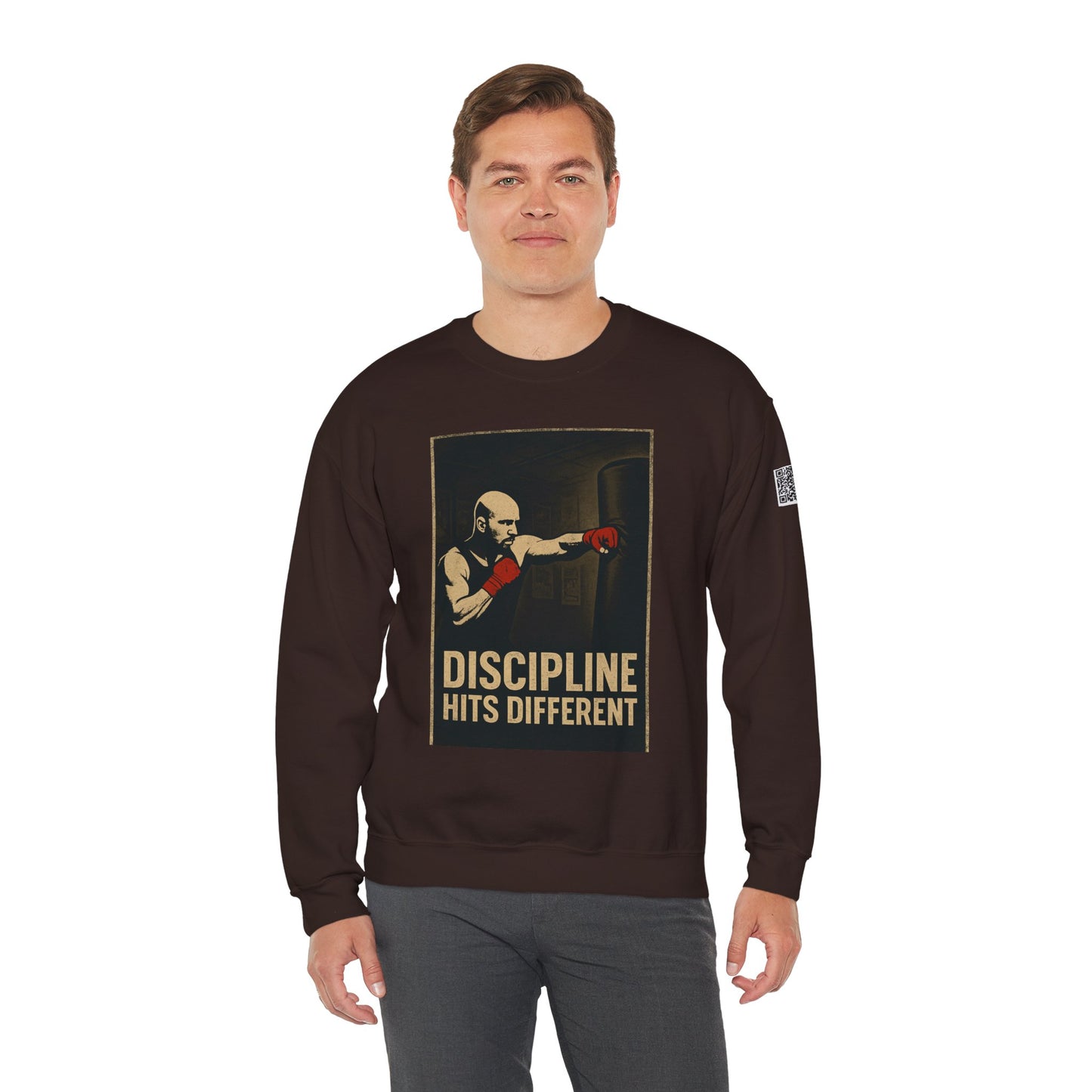 Motivational Sweatshirt - Discipline Hits Different - Unisex Crewneck - Fitness Gift - Workout Apparel - Casual Sport Style - Gym Wear