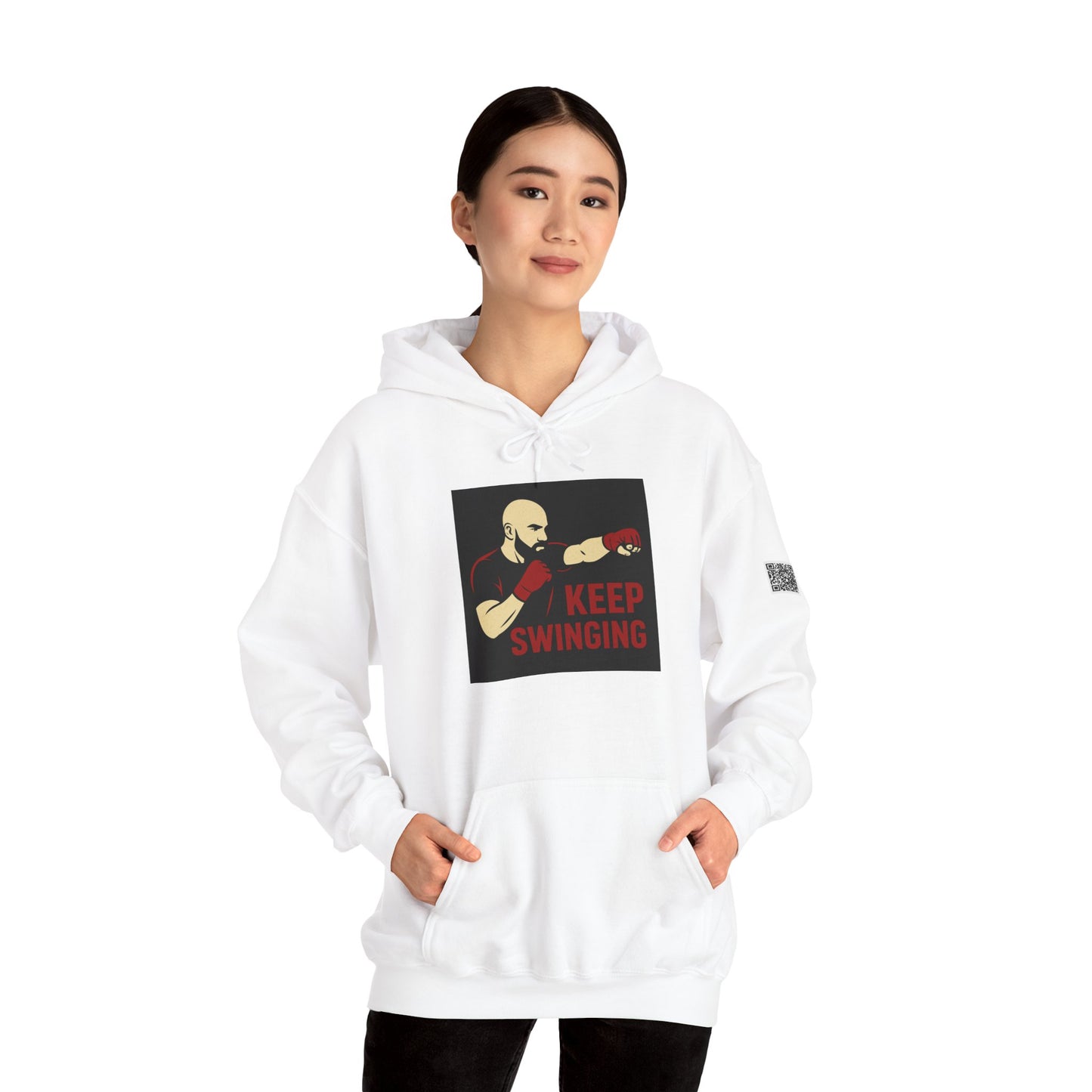Keep Swinging Hoodie - Motivational Sweatshirt for Fighters and Dreamers, Perfect for Gym, Sports, Gifts, Birthdays, and Casual Wear