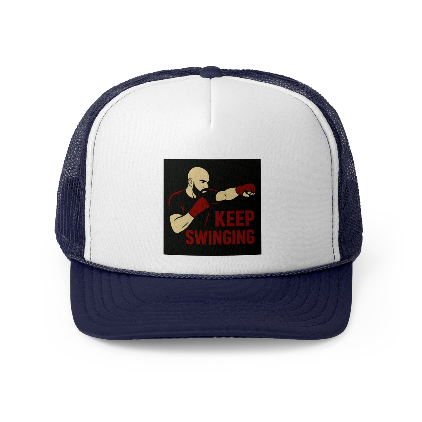 Keep Swinging Trucker Cap - Motivational Hat for Fighters & Sports Enthusiasts