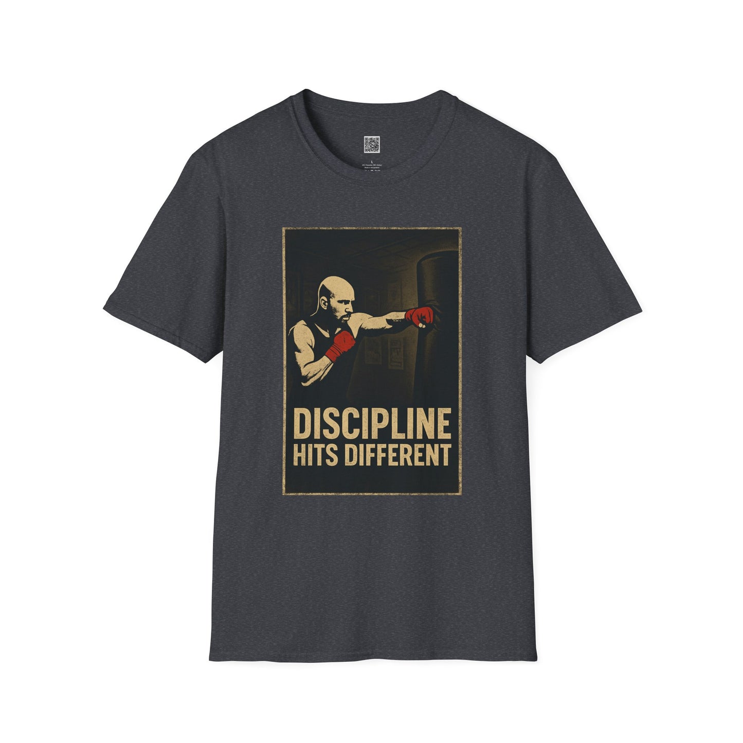 Motivational Unisex Softstyle T-Shirt - 'Discipline Hits Different' - with a Jab