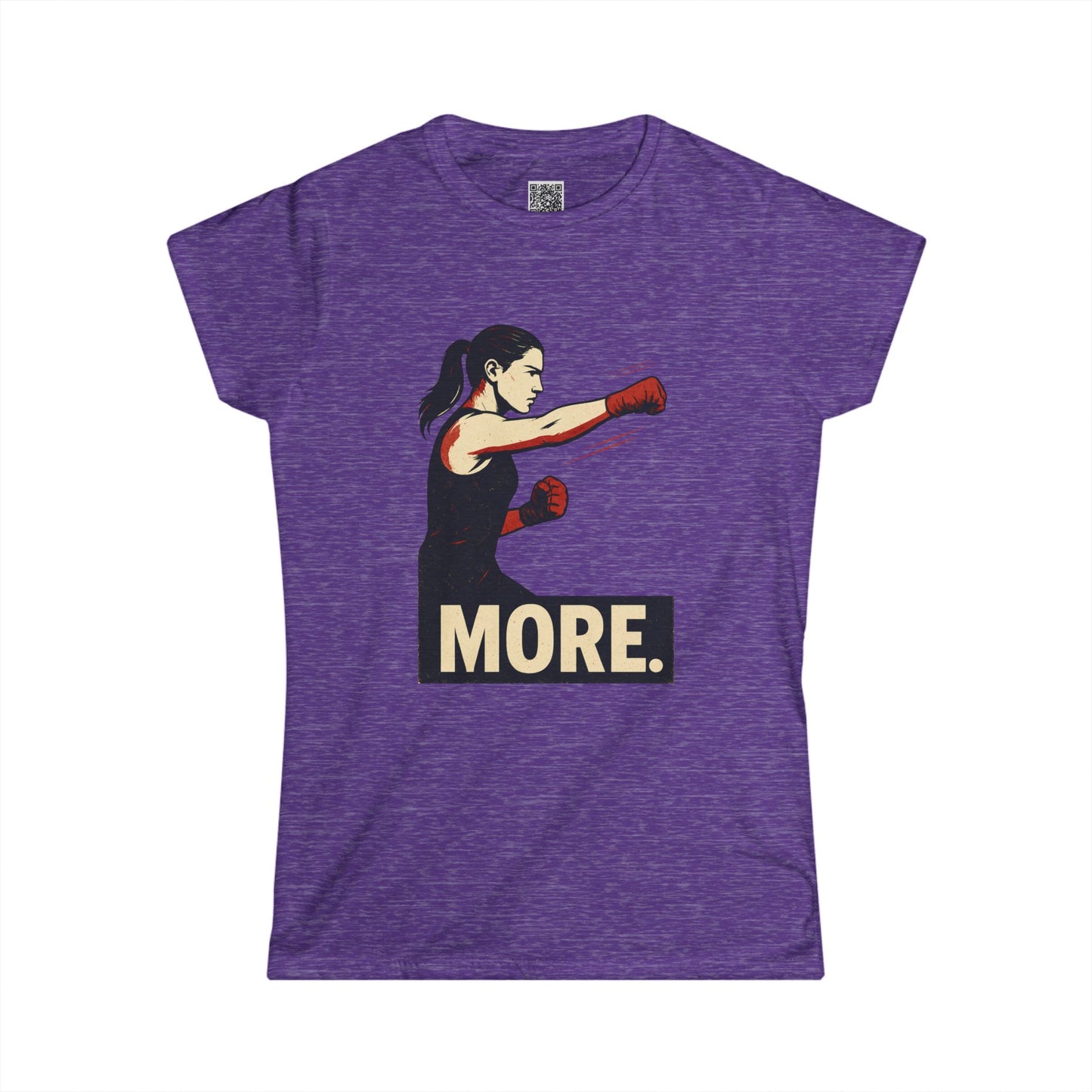 "More. With a Cross." Empowering Women's Softstyle Tee - Motivational Fitness Apparel, Boxing Inspiration, Workout Top, Gift for Her, Activewear
