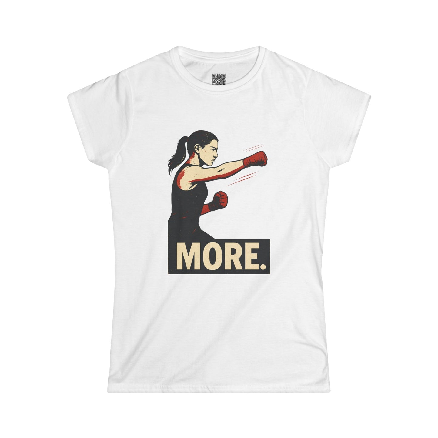"More. With a Cross." Empowering Women's Softstyle Tee - Motivational Fitness Apparel, Boxing Inspiration, Workout Top, Gift for Her, Activewear