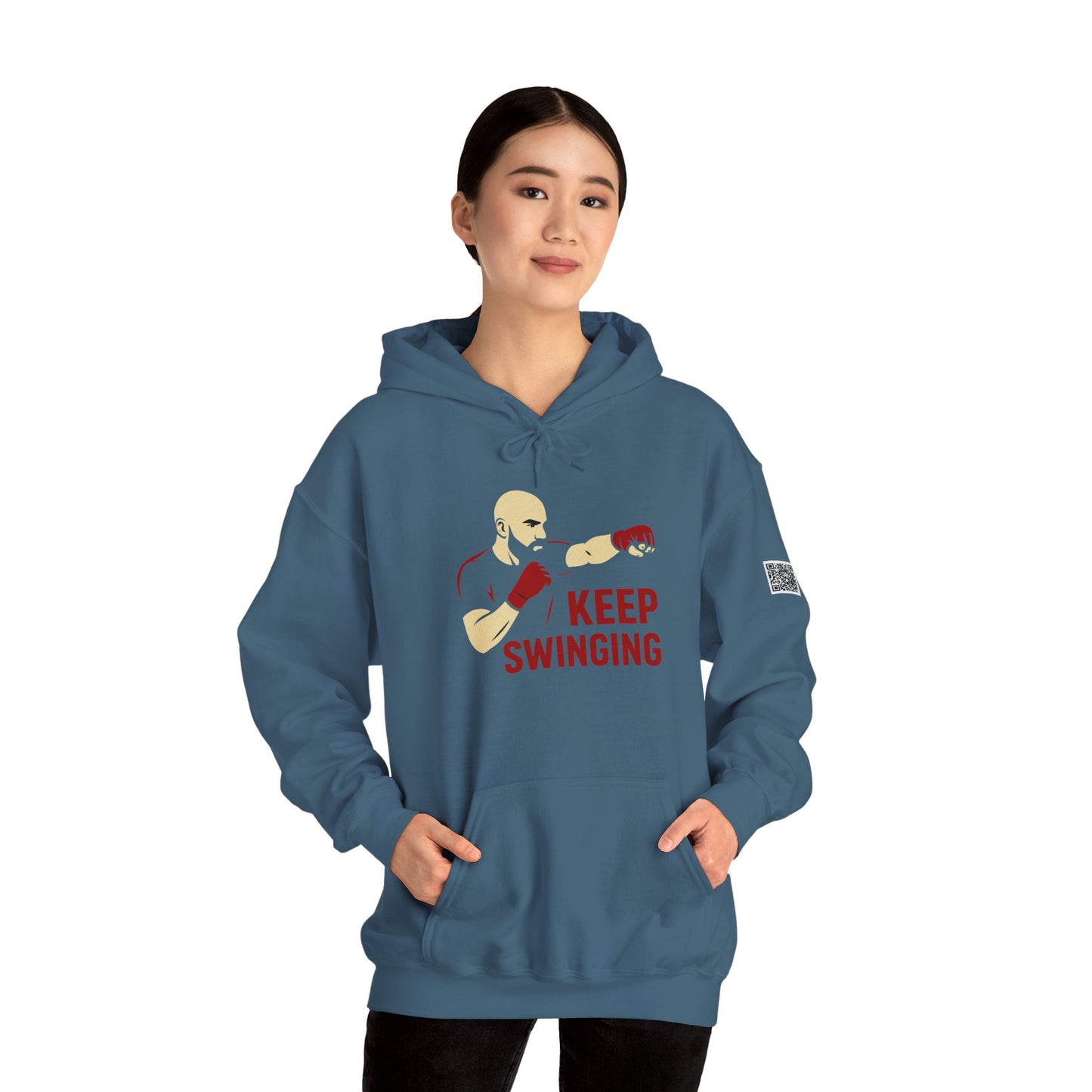 Keep Swinging Hoodie - Motivational Sweatshirt for Fighters and Dreamers, Perfect for Gym, Sports, Gifts, Birthdays, and Casual Wear