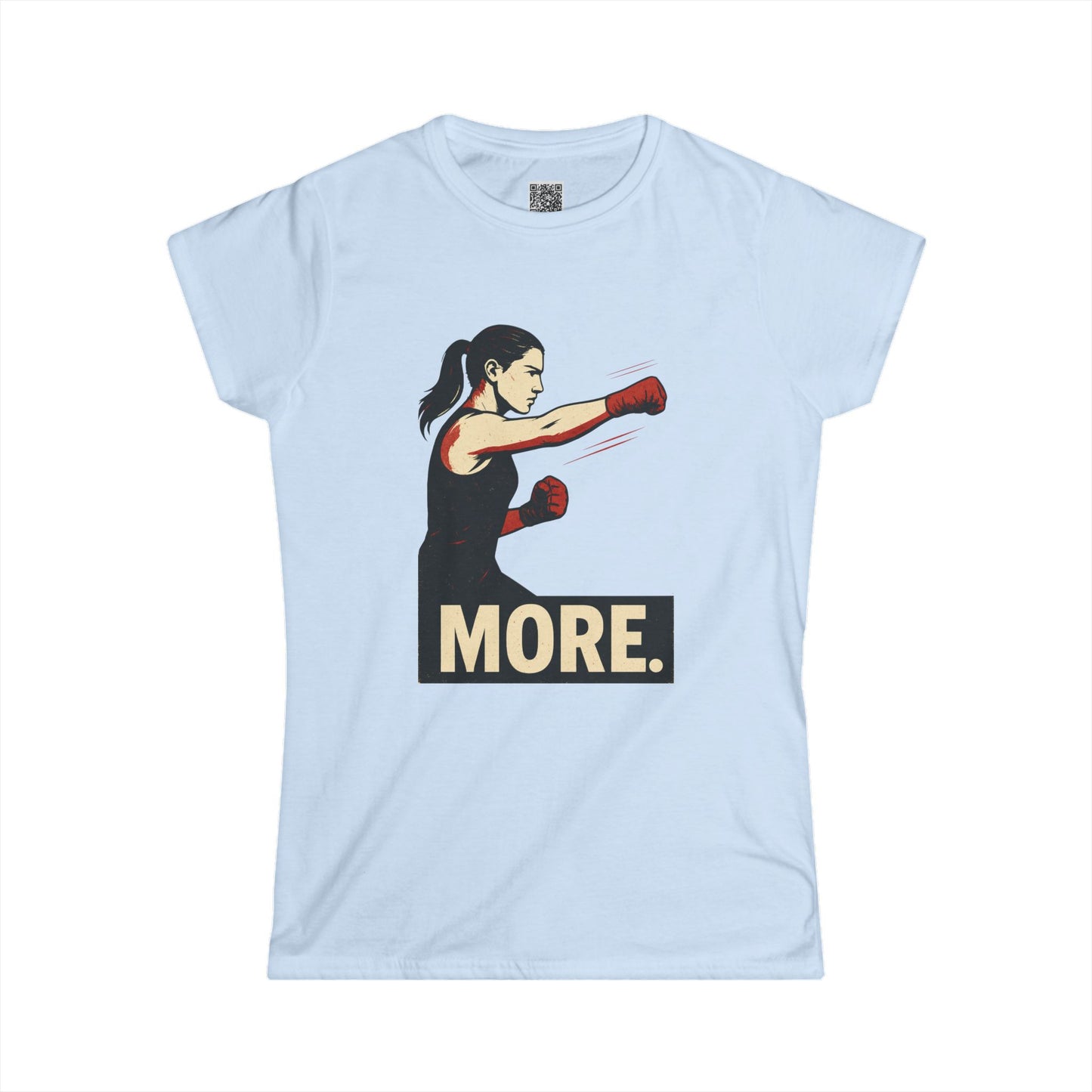 "More. With a Cross." Empowering Women's Softstyle Tee - Motivational Fitness Apparel, Boxing Inspiration, Workout Top, Gift for Her, Activewear