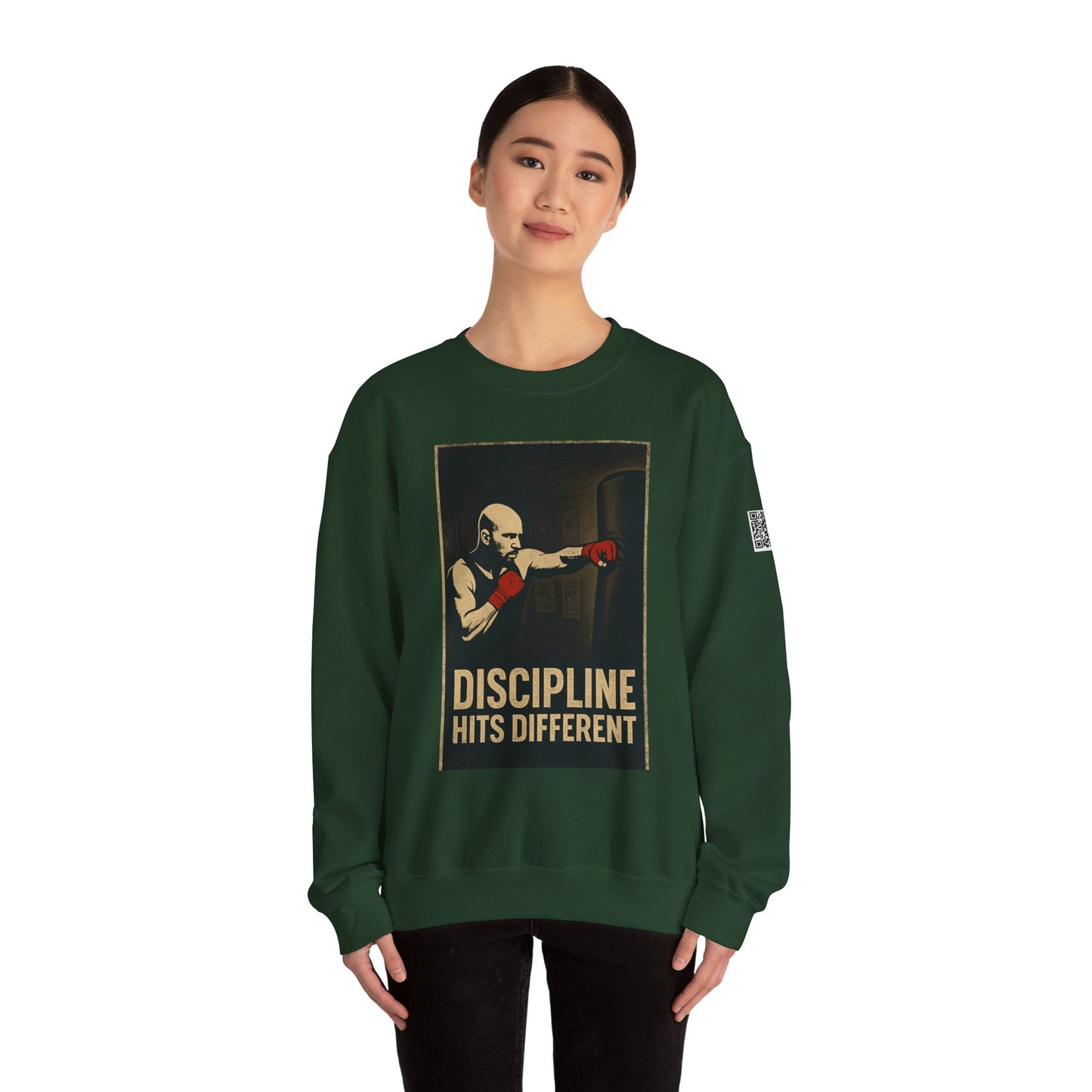 Motivational Sweatshirt - Discipline Hits Different - Unisex Crewneck - Fitness Gift - Workout Apparel - Casual Sport Style - Gym Wear