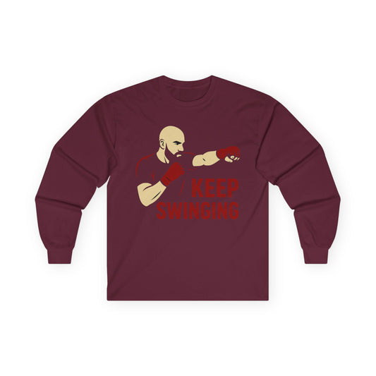 Boxing Motivational Long Sleeve Tee - "Keep Swinging"