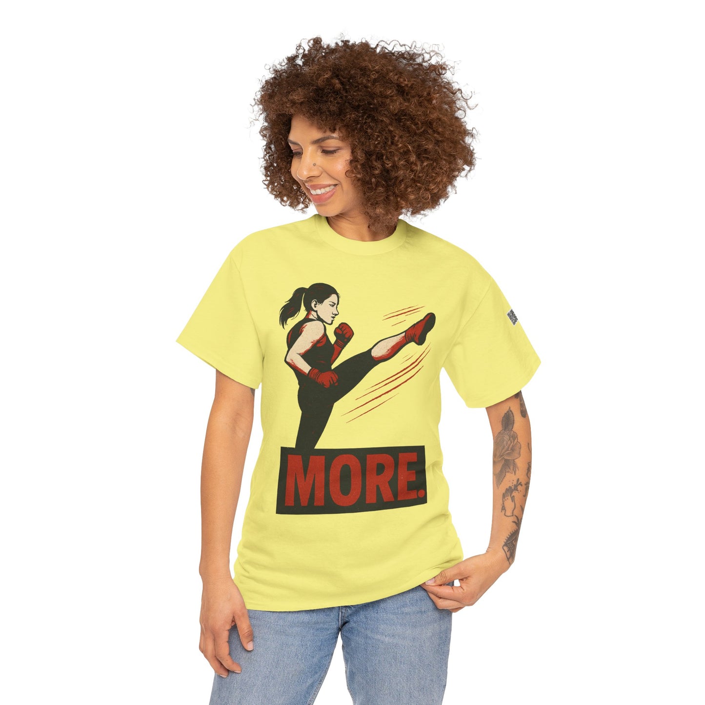 "More with a Kick " - Motivational Fitness Tee | Unisex Heavy Cotton Tee, Gym Shirt, Workout Apparel, Exercise Gift, Activewear, Sports Top
