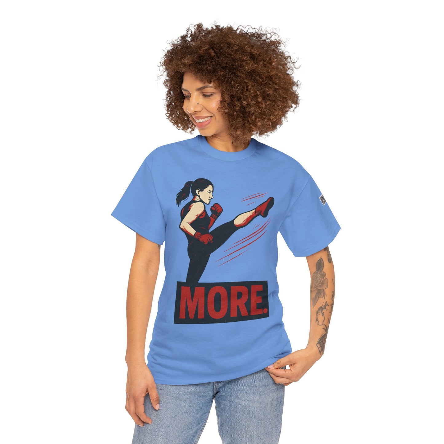 "More with a Kick " - Motivational Fitness Tee | Unisex Heavy Cotton Tee, Gym Shirt, Workout Apparel, Exercise Gift, Activewear, Sports Top