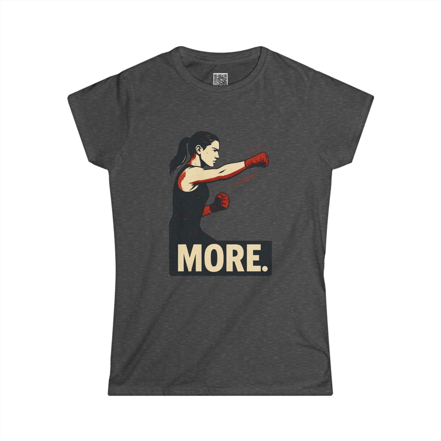 "More. With a Cross." Empowering Women's Softstyle Tee - Motivational Fitness Apparel, Boxing Inspiration, Workout Top, Gift for Her, Activewear