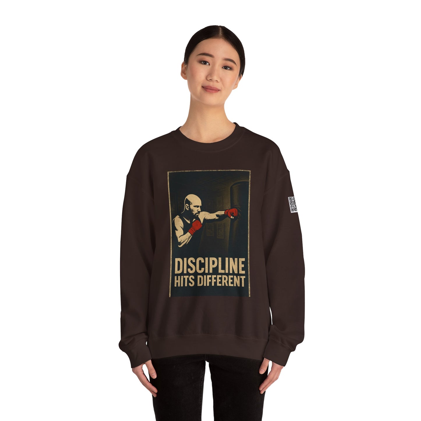 Motivational Sweatshirt - Discipline Hits Different - Unisex Crewneck - Fitness Gift - Workout Apparel - Casual Sport Style - Gym Wear