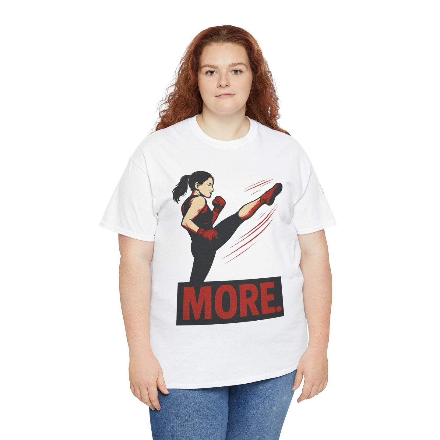 "More with a Kick " - Motivational Fitness Tee | Unisex Heavy Cotton Tee, Gym Shirt, Workout Apparel, Exercise Gift, Activewear, Sports Top