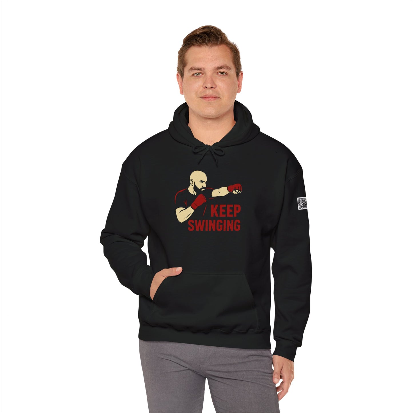 Keep Swinging Hoodie - Motivational Sweatshirt for Fighters and Dreamers, Perfect for Gym, Sports, Gifts, Birthdays, and Casual Wear