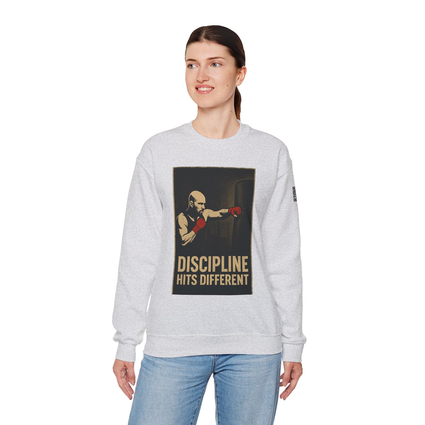 Motivational Sweatshirt - Discipline Hits Different - Unisex Crewneck - Fitness Gift - Workout Apparel - Casual Sport Style - Gym Wear