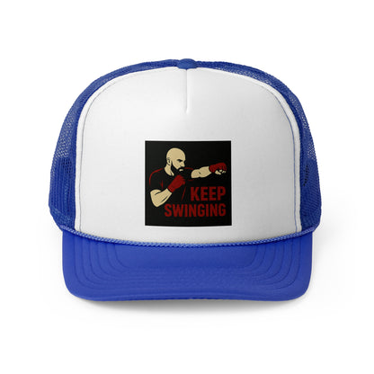 Keep Swinging Trucker Cap - Motivational Hat for Fighters & Sports Enthusiasts