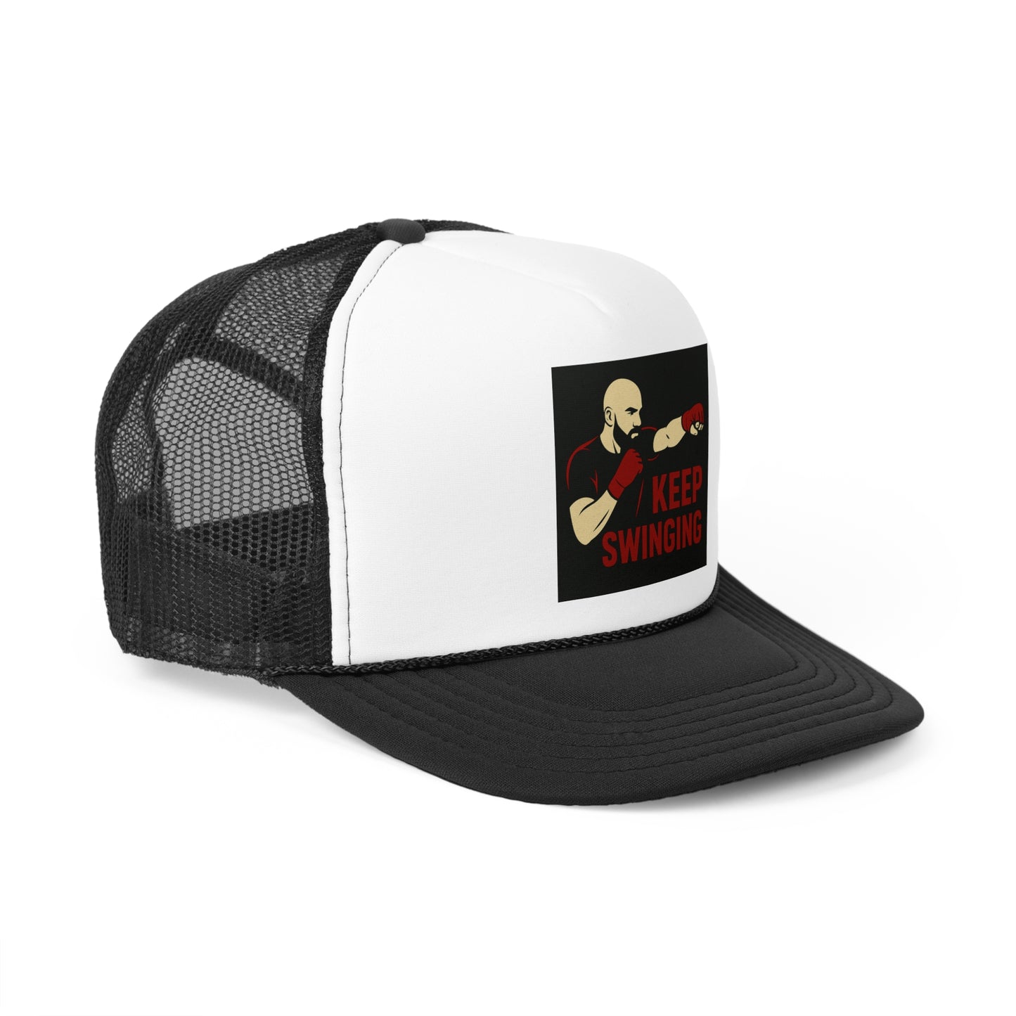 Keep Swinging Trucker Cap - Motivational Hat for Fighters & Sports Enthusiasts