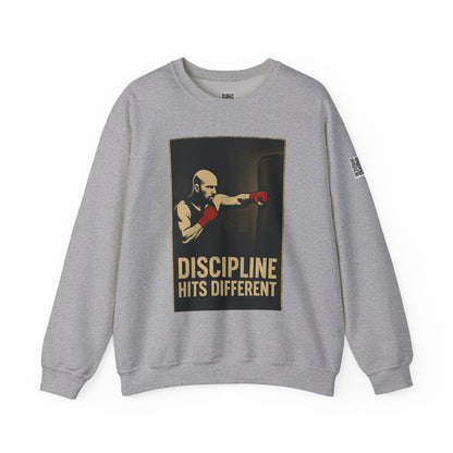 Motivational Sweatshirt - Discipline Hits Different - Unisex Crewneck - Fitness Gift - Workout Apparel - Casual Sport Style - Gym Wear