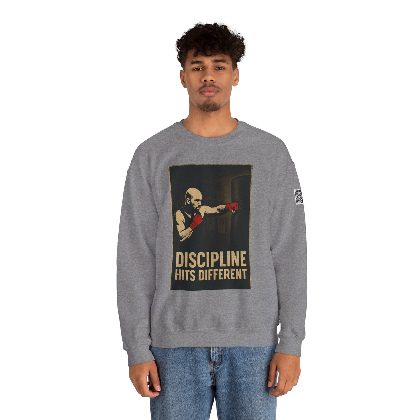 Motivational Sweatshirt - Discipline Hits Different - Unisex Crewneck - Fitness Gift - Workout Apparel - Casual Sport Style - Gym Wear