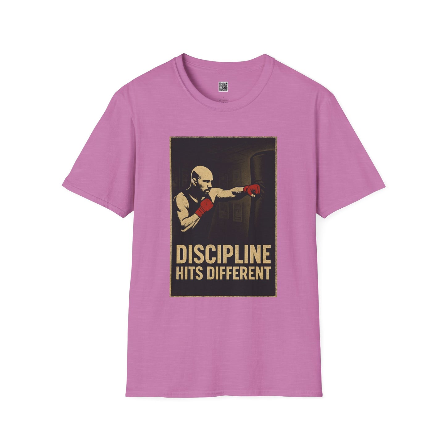 Motivational Unisex Softstyle T-Shirt - 'Discipline Hits Different' - with a Jab