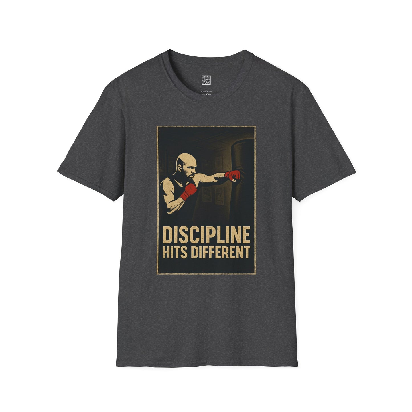 Motivational Unisex Softstyle T-Shirt - 'Discipline Hits Different' - with a Jab