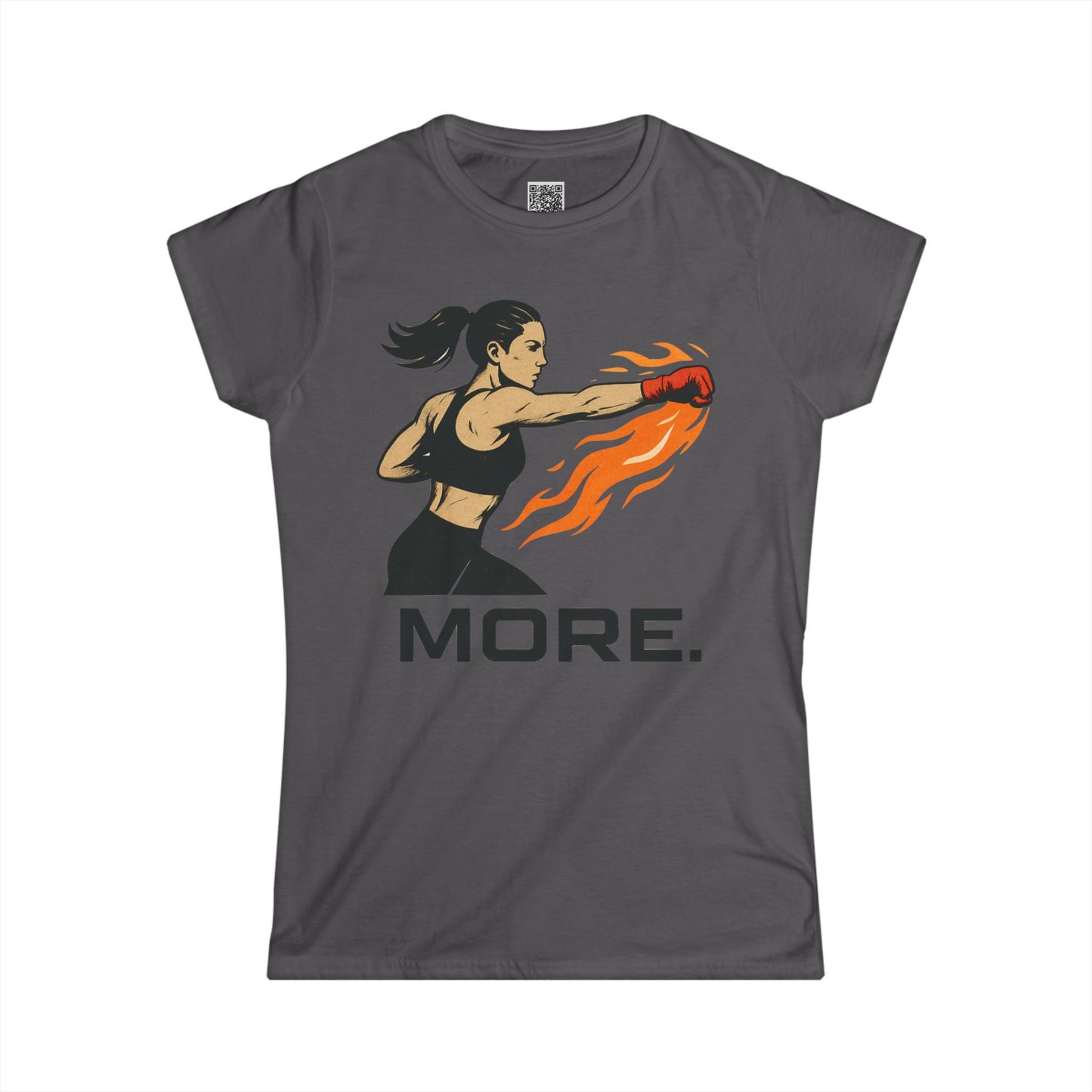 "More. Punching Fire." Empowered Women's Workout Tee - Motivational Fitness T-Shirt, Gym Apparel, Athletic Wear, Exercise Top, Gift for Her