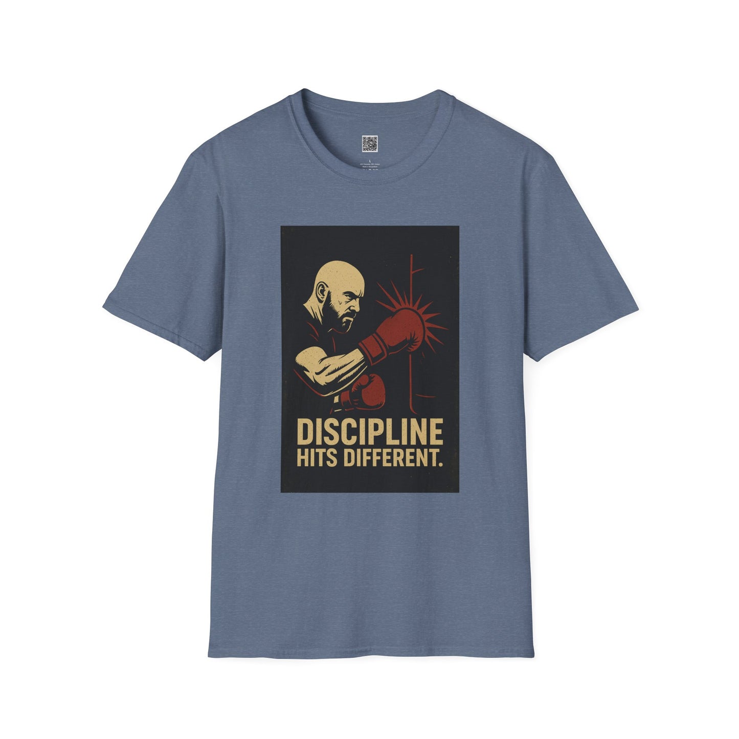 Motivational Unisex Softstyle T-Shirt - 'Discipline Hits Different' - with a Right Hook