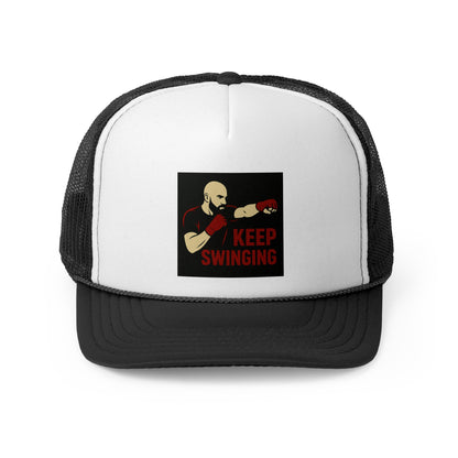 Keep Swinging Trucker Cap - Motivational Hat for Fighters & Sports Enthusiasts