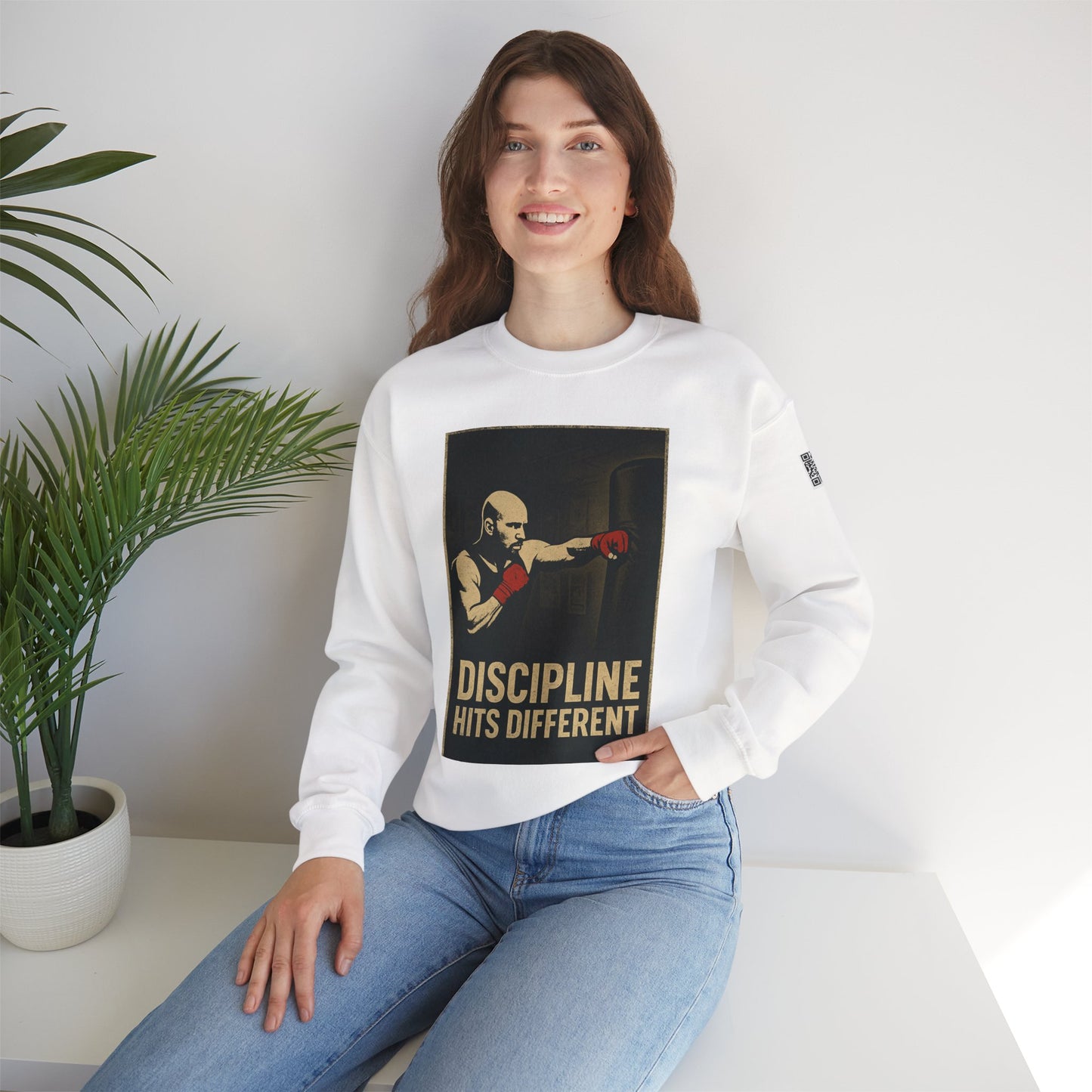 Motivational Sweatshirt - Discipline Hits Different - Unisex Crewneck - Fitness Gift - Workout Apparel - Casual Sport Style - Gym Wear