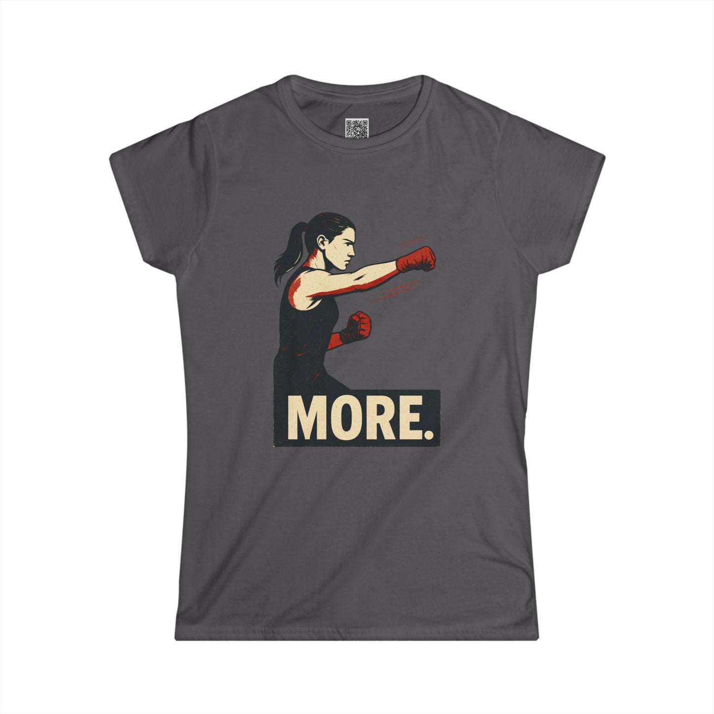 "More. With a Cross." Empowering Women's Softstyle Tee - Motivational Fitness Apparel, Boxing Inspiration, Workout Top, Gift for Her, Activewear