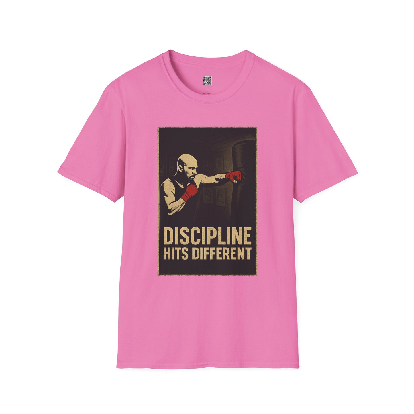 Motivational Unisex Softstyle T-Shirt - 'Discipline Hits Different' - with a Jab