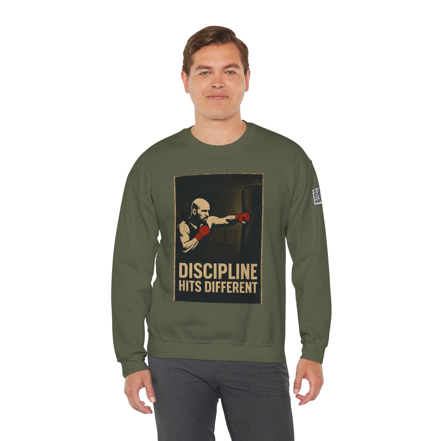 Motivational Sweatshirt - Discipline Hits Different - Unisex Crewneck - Fitness Gift - Workout Apparel - Casual Sport Style - Gym Wear