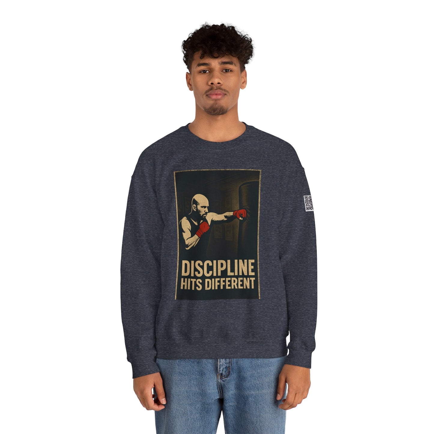 Motivational Sweatshirt - Discipline Hits Different - Unisex Crewneck - Fitness Gift - Workout Apparel - Casual Sport Style - Gym Wear