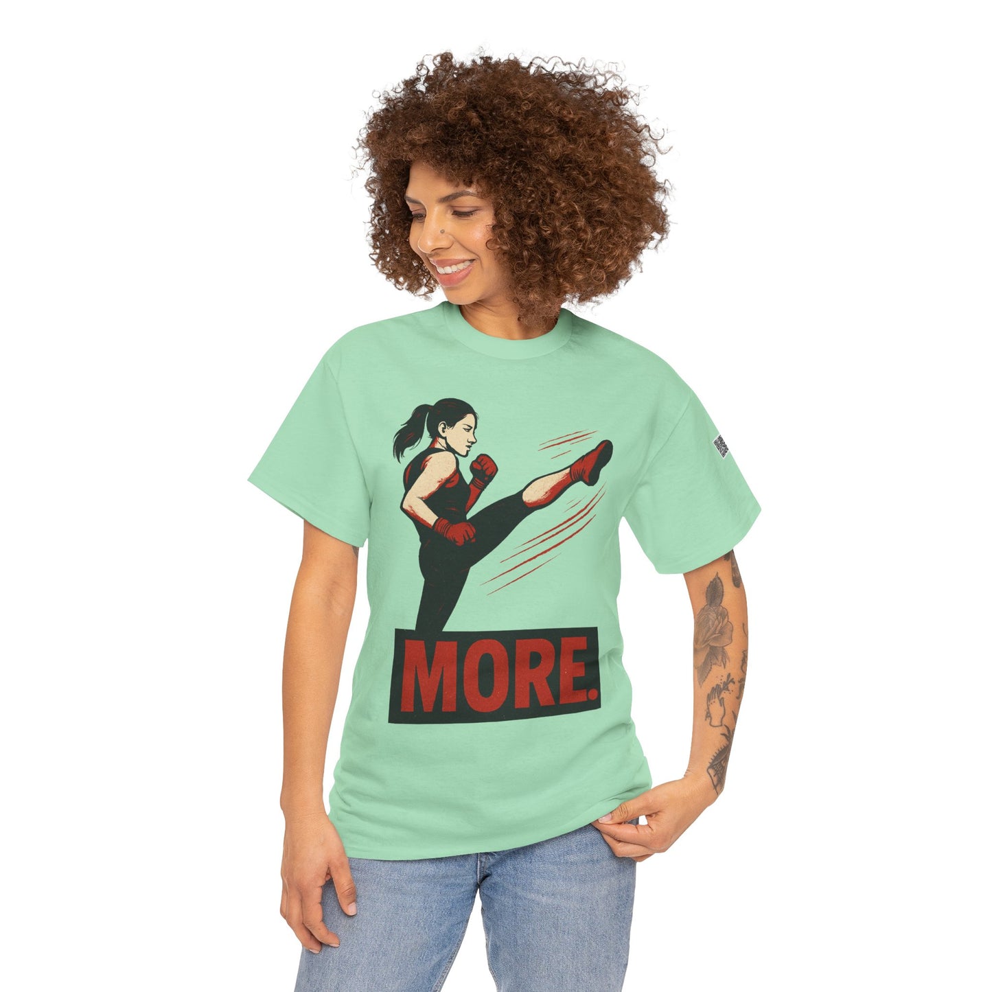 "More with a Kick " - Motivational Fitness Tee | Unisex Heavy Cotton Tee, Gym Shirt, Workout Apparel, Exercise Gift, Activewear, Sports Top
