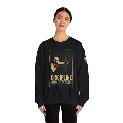 Motivational Sweatshirt - Discipline Hits Different - Unisex Crewneck - Fitness Gift - Workout Apparel - Casual Sport Style - Gym Wear
