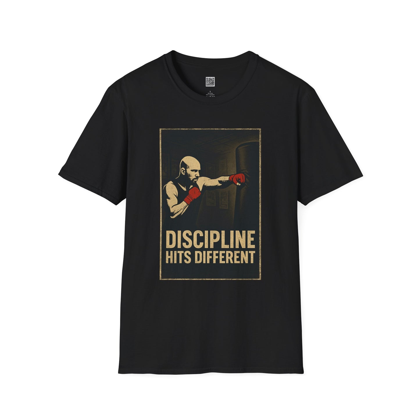 Motivational Unisex Softstyle T-Shirt - 'Discipline Hits Different' - with a Jab