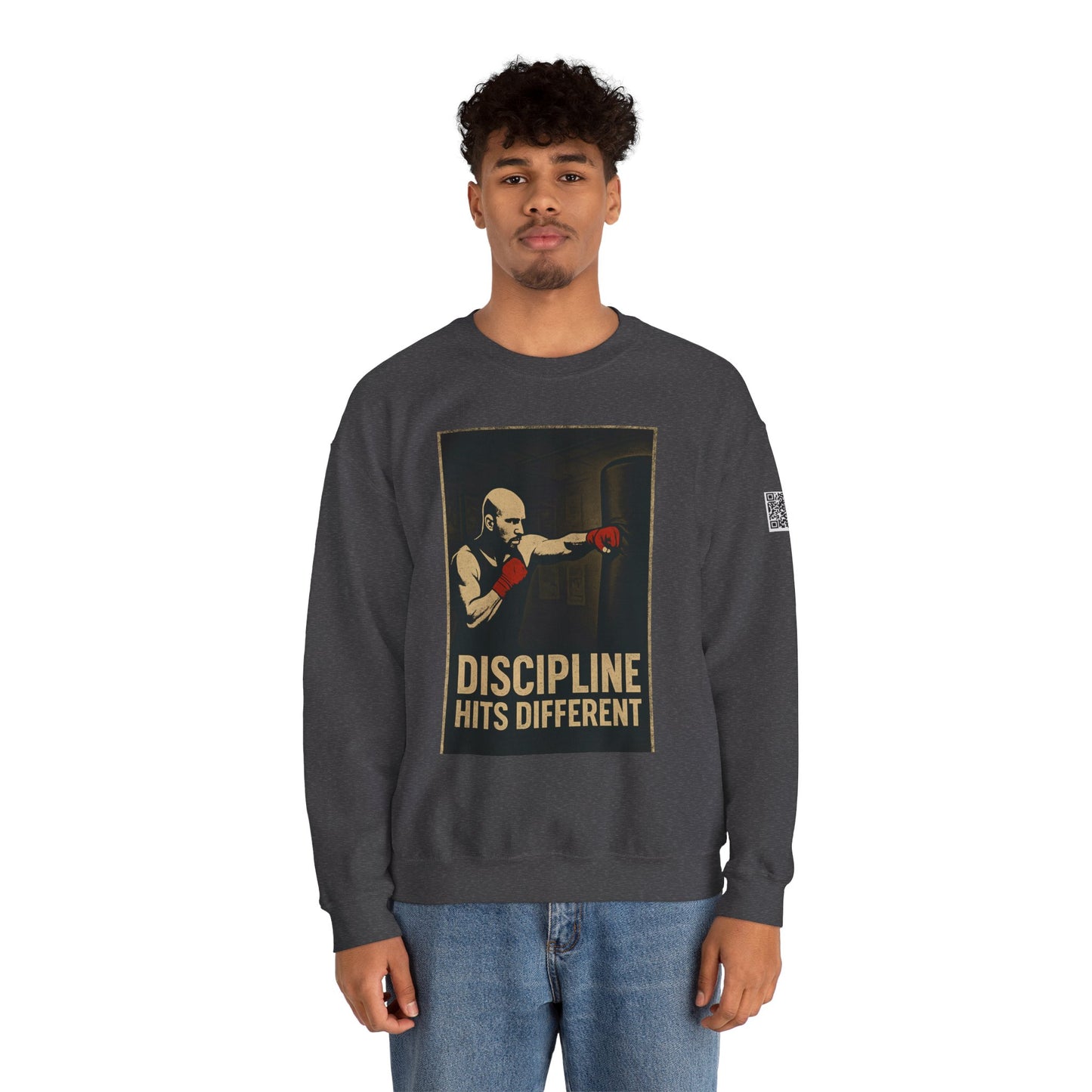 Motivational Sweatshirt - Discipline Hits Different - Unisex Crewneck - Fitness Gift - Workout Apparel - Casual Sport Style - Gym Wear