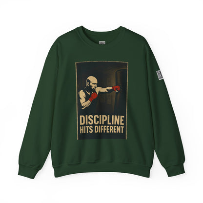 Motivational Sweatshirt - Discipline Hits Different - Unisex Crewneck - Fitness Gift - Workout Apparel - Casual Sport Style - Gym Wear